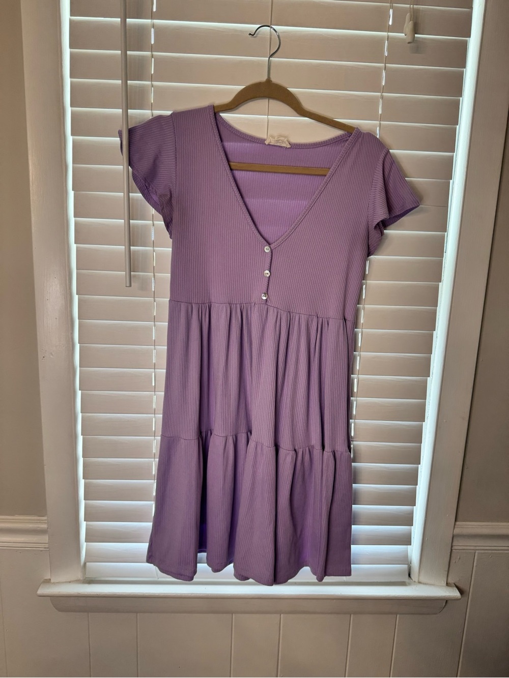 Women's Lavender V-Neck Dress